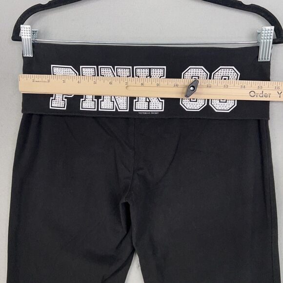 Victorias Secret PINK Pants Women Large Fold Over Yoga Capri Rhinestone 90s Y2K - Picture 9 of 16